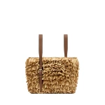 Valextra Soft Wavy Raffia Bucket Bag in Beige and Chocolate Brown | Bucket Bags | Luxury Shoes 