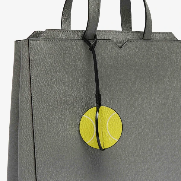 Valextra Tennis Ball Charm in Lime Yellow, Pergamena White and Black | Bag charms | Luxury Shoes 