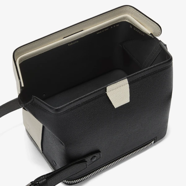 Valextra Tric Trac Intarsia Contrasto Bag in Pergamena White and Black | Shoulder & Crossbody Bags | Luxury Shoes 