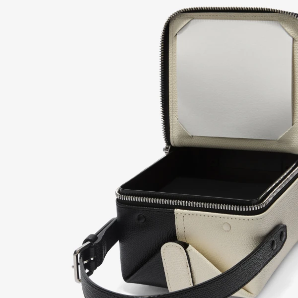 Valextra Tric Trac Intarsia Contrasto Bag in Pergamena White and Black | Shoulder & Crossbody Bags | Luxury Shoes 