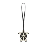 Valextra Turtle Charm in Pergamena White and Black | Bag charms | Luxury Shoes 