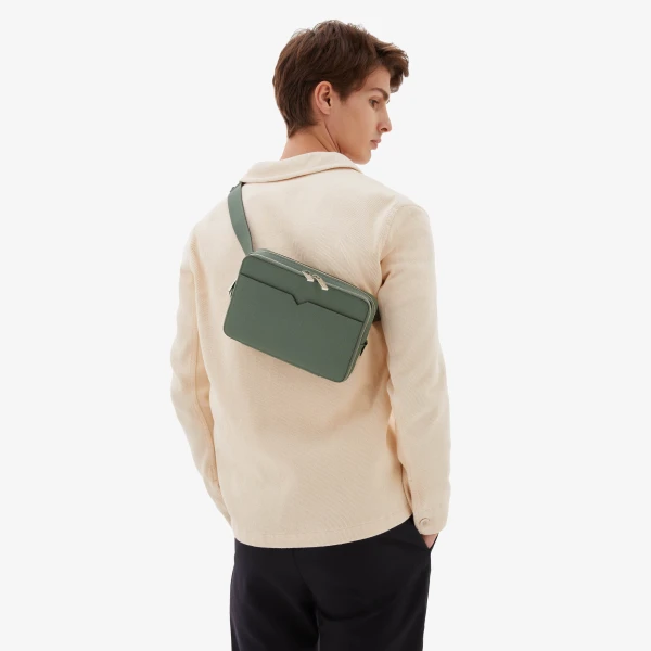 Valextra V-Line Bum Bag in Musk Green | Men Bags | Luxury Shoes 