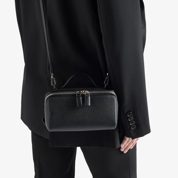 Valextra V-Line Crossbody Vanity Bag in Black | Shoulder & Crossbody Bags | Luxury Shoes 