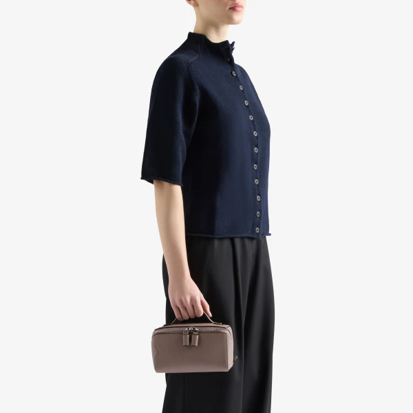 Valextra V-Line Crossbody Vanity Bag in Sahara Brown | Shoulder & Crossbody Bags | Luxury Shoes 