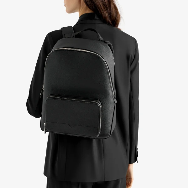 Valextra V-Line Essential Backpack in Black | Men Bags | Luxury Shoes 