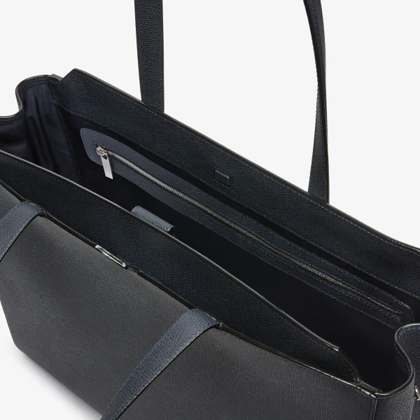 Valextra V-Line Horizontal Shopping Bag in Night Blue | Men Bags | Luxury Shoes 