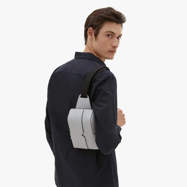 Valextra V-Line One Shoulder Mini Backpack in Stone Grey | Men Bags | Luxury Shoes 