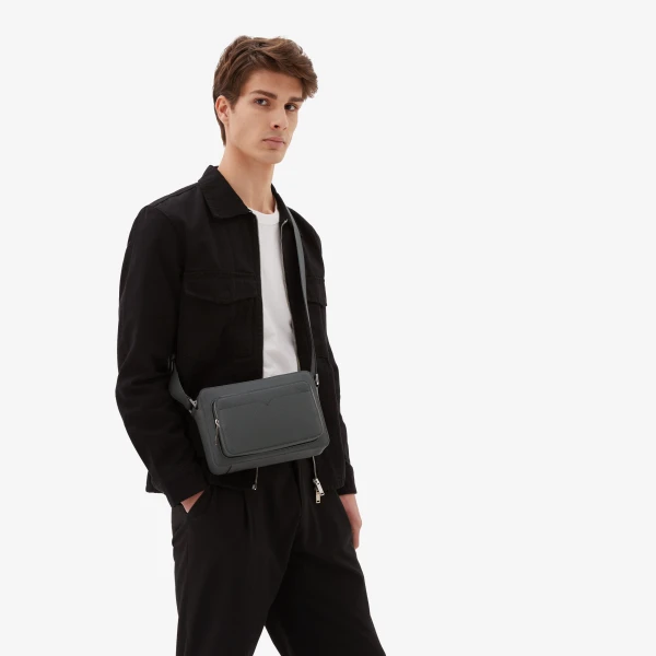 Valextra V-Line Reporter Bag in Smokey Grey | Men Bags | Luxury Shoes 