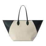 Valextra Vivi Canvas Shopping Large Bag in Sand Brown and Black | Totes & Top-Handle Bags | Luxury Shoes 