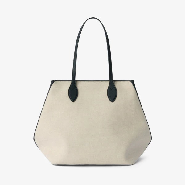 Valextra Vivi Canvas Shopping Large Bag in Sand Brown and Black | Totes & Top-Handle Bags | Luxury Shoes 