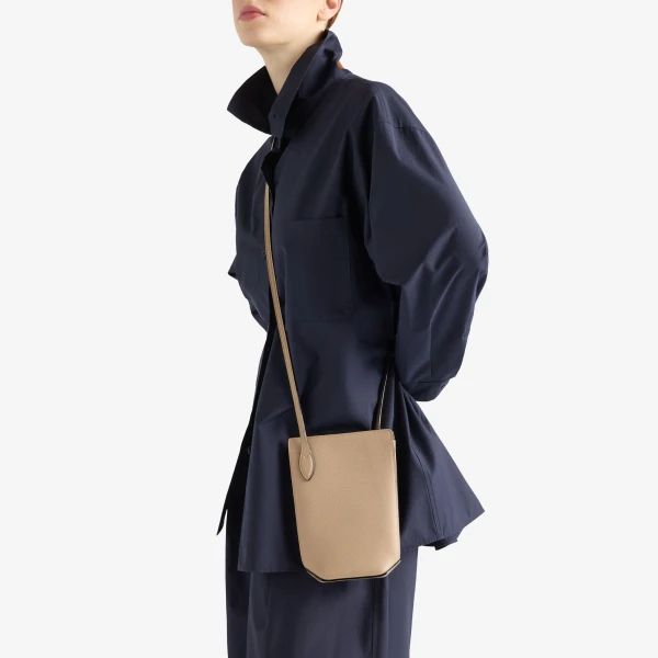 Valextra Vivi Crossbody Phone Bag in Cashmere Beige | Shoulder & Crossbody Bags | Luxury Shoes 