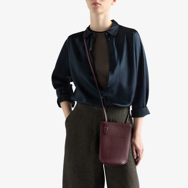 Valextra Vivi Crossbody Phone Bag in Claret Red | Shoulder & Crossbody Bags | Luxury Shoes 