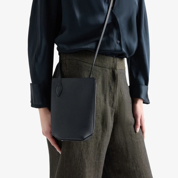 Valextra Vivi Crossbody Phone Bag in Night Blue | Shoulder & Crossbody Bags | Luxury Shoes 