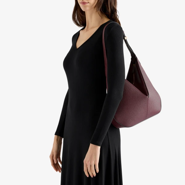 Valextra Vivi Hobo Medium Bag in Claret Red | Shoulder & Crossbody Bags | Luxury Shoes 