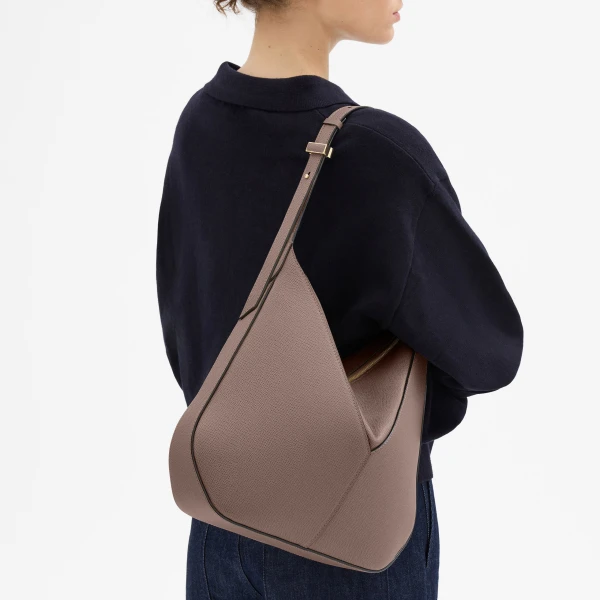 Valextra Vivi Hobo Medium Bag in Sahara Brown | Shoulder & Crossbody Bags | Luxury Shoes 