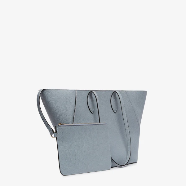 Valextra Vivi Shopping Medium Bag in Niagara Blue | Totes & Top-Handle Bags | Luxury Shoes 