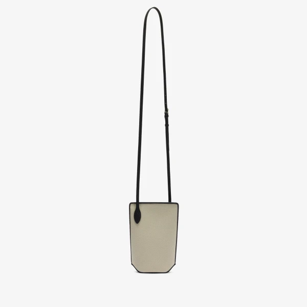 Valextra Vivi Textured Canvas Crossbody Phone Bag in Grey and Black | Shoulder & Crossbody Bags | Luxury Shoes 