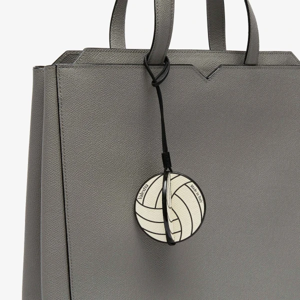 Valextra Volleyball Charm in Pergamena White and Black | Bag charms | Luxury Shoes 