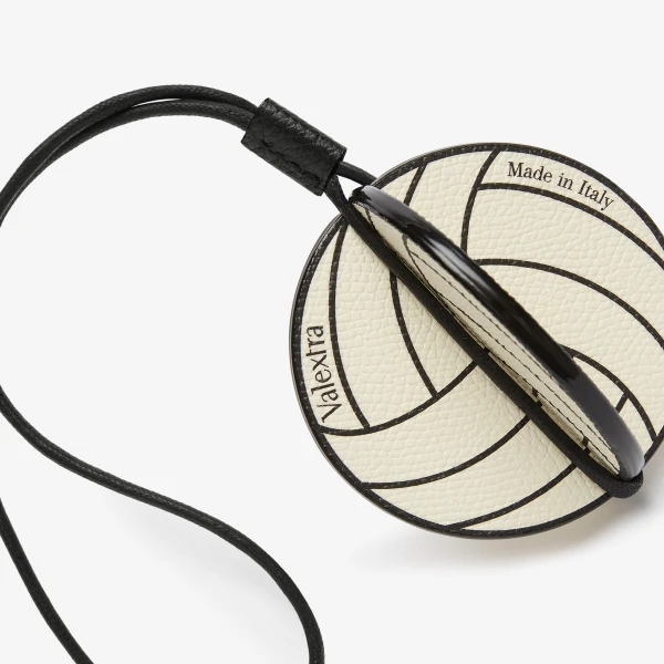 Valextra Volleyball Charm in Pergamena White and Black | Bag charms | Luxury Shoes 