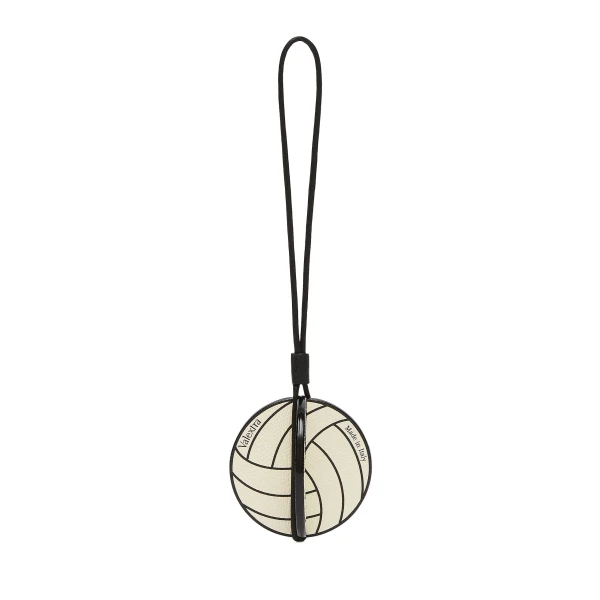 Valextra Volleyball Charm in Pergamena White and Black | Bag charms | Luxury Shoes 