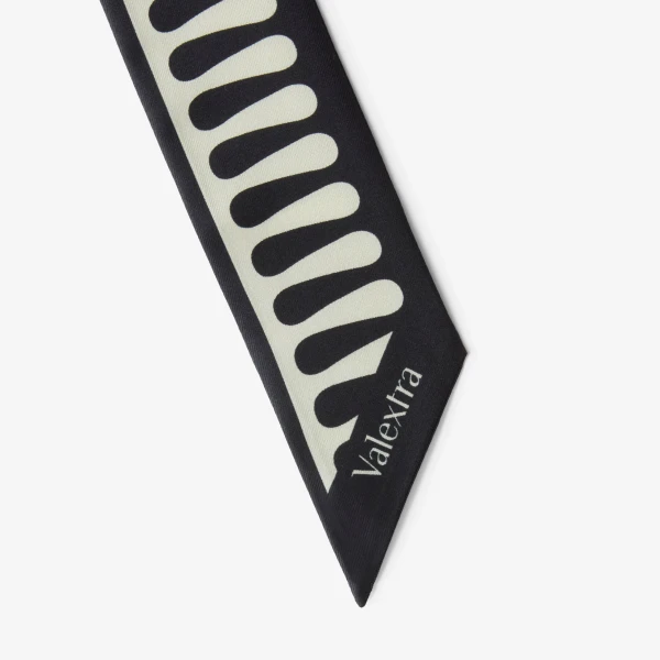 Valextra Water Droplets Silk Band in Pergamena White and Black | Scarves | Luxury Shoes 