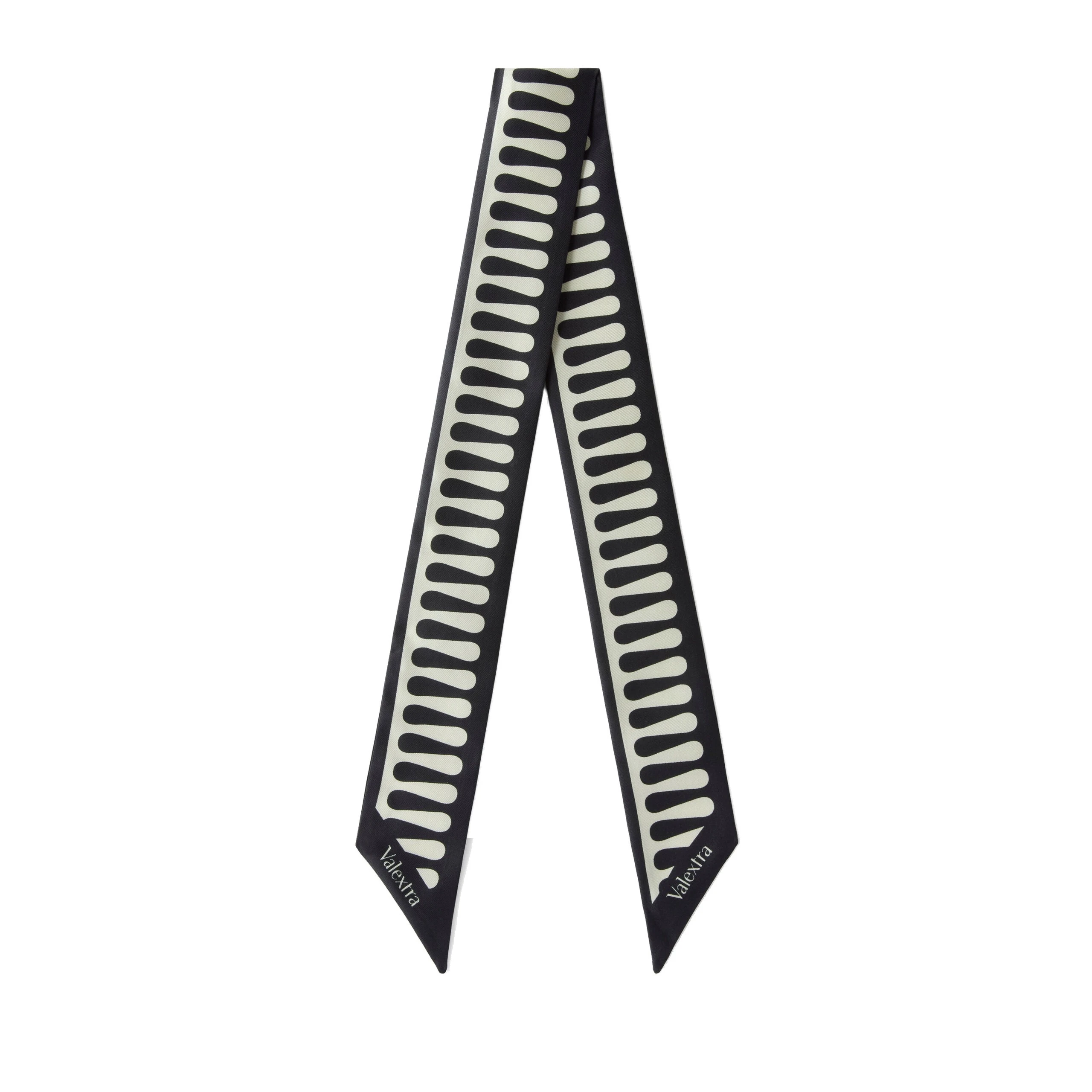 Valextra Water Droplets Silk Band in Pergamena White and Black Valextra Water Droplets Silk Band in Pergamena White and Black | Scarves | Luxury Shoes
