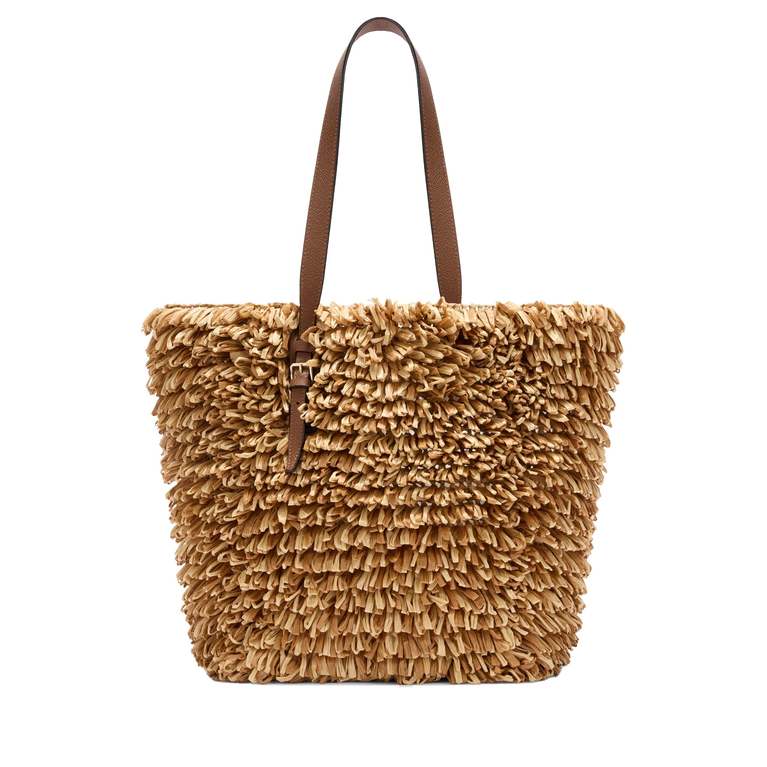 Valextra Wavy Raffia Tote Bag in Beige and Chocolate Brown Valextra Wavy Raffia Tote Bag in Beige and Chocolate Brown | Totes & Top-Handle Bags | Luxury Shoes