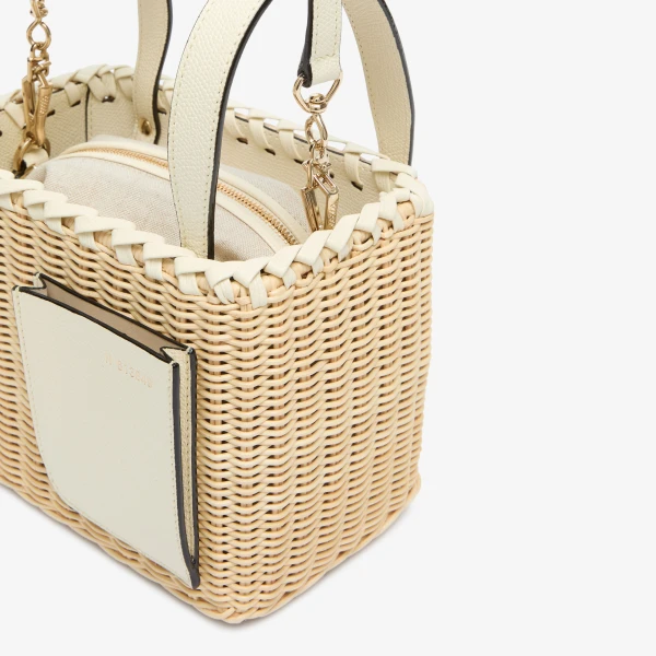 Valextra Wicker Bucket Micro Bag in Beige and Pergamena White | Bucket Bags | Luxury Shoes 