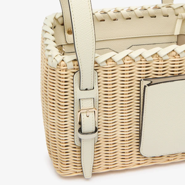 Valextra Wicker Bucket Micro Bag in Beige and Pergamena White | Bucket Bags | Luxury Shoes 
