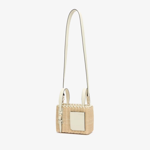 Valextra Wicker Bucket Micro Bag in Beige and Pergamena White | Bucket Bags | Luxury Shoes 