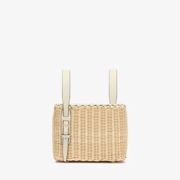 Valextra Wicker Bucket Micro Bag in Beige and Pergamena White | Bucket Bags | Luxury Shoes 