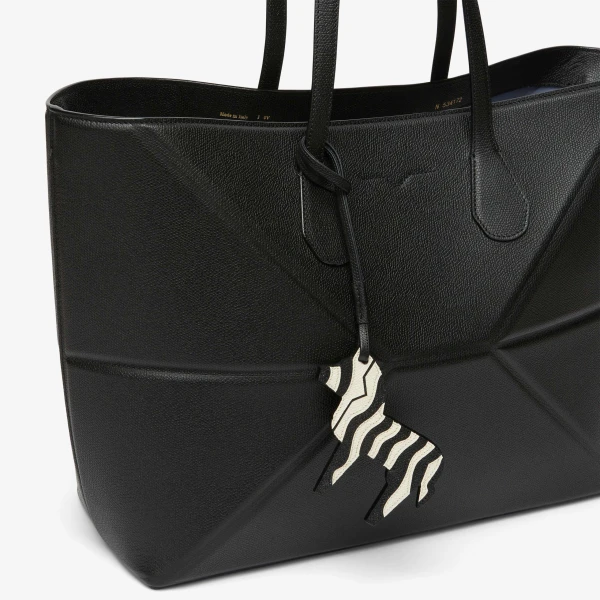 Valextra Zebra Charm in Pergamena White and Black | Bag charms | Luxury Shoes 