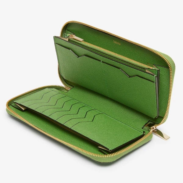 Valextra Zip Around 10CC Wallet in Grass Green | Wallets & Purses | Luxury Shoes 
