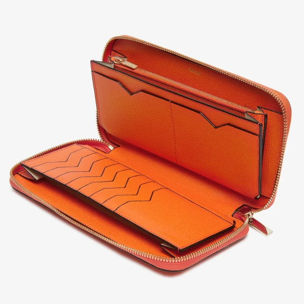 Valextra Zip Around 10CC Wallet in Lobster Red | Wallets & Purses | Luxury Shoes 