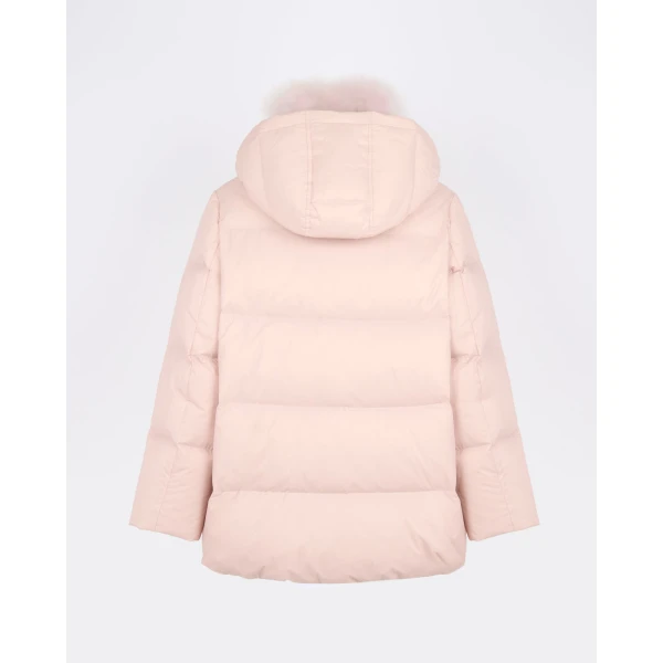 Yves Salomon A-Line Waterproof Down Jacket with Lambswool Trim in Pink | Coats | Luxury Shoes 
