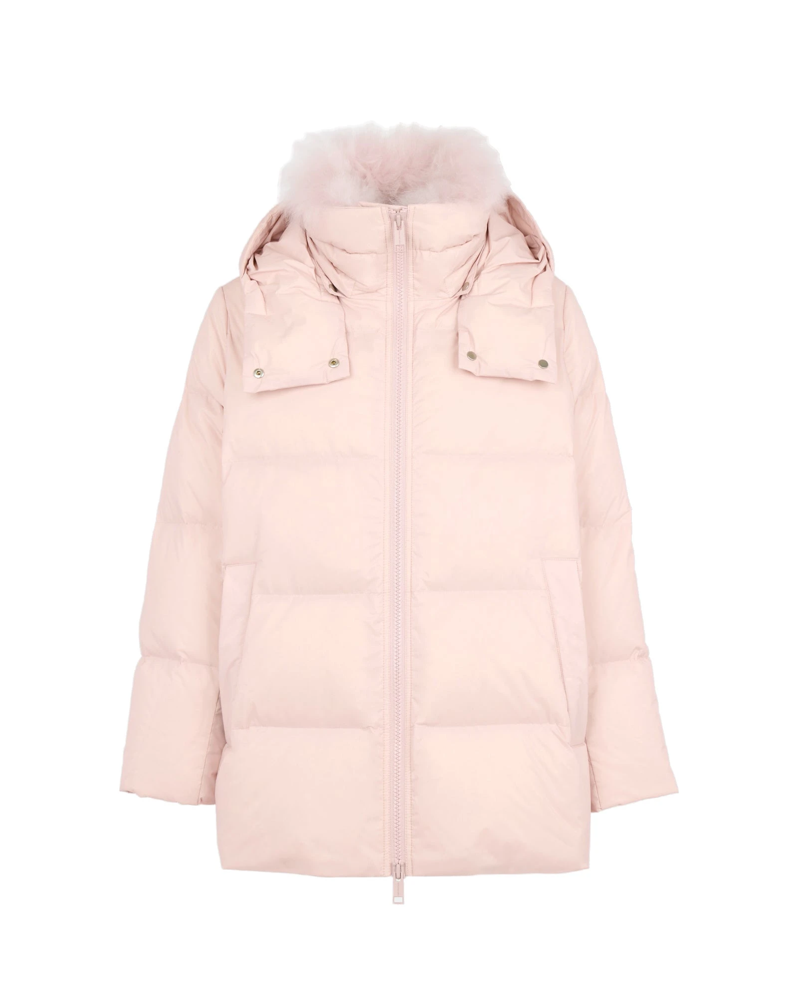 Yves Salomon A-Line Waterproof Down Jacket with Lambswool Trim in Pink Yves Salomon A-Line Waterproof Down Jacket with Lambswool Trim in Pink | Women | Luxury Shoes