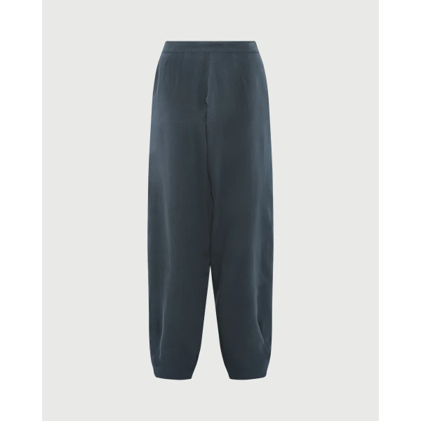 Yves Salomon Balloon Silk Crepe Trousers in Dark Teal | Pants | Luxury Shoes 