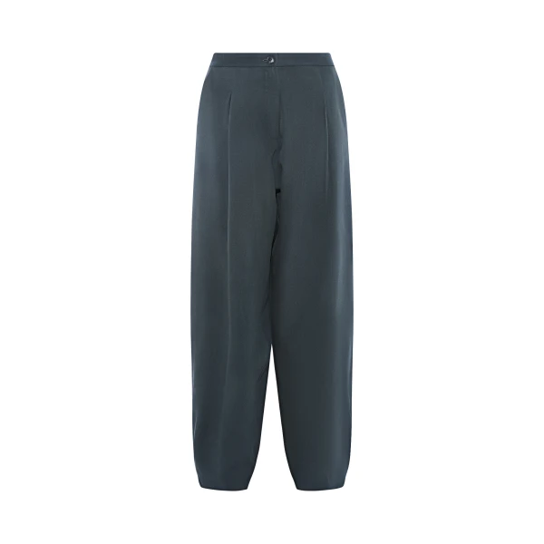 Yves Salomon Balloon Silk Crepe Trousers in Dark Teal | Pants | Luxury Shoes 