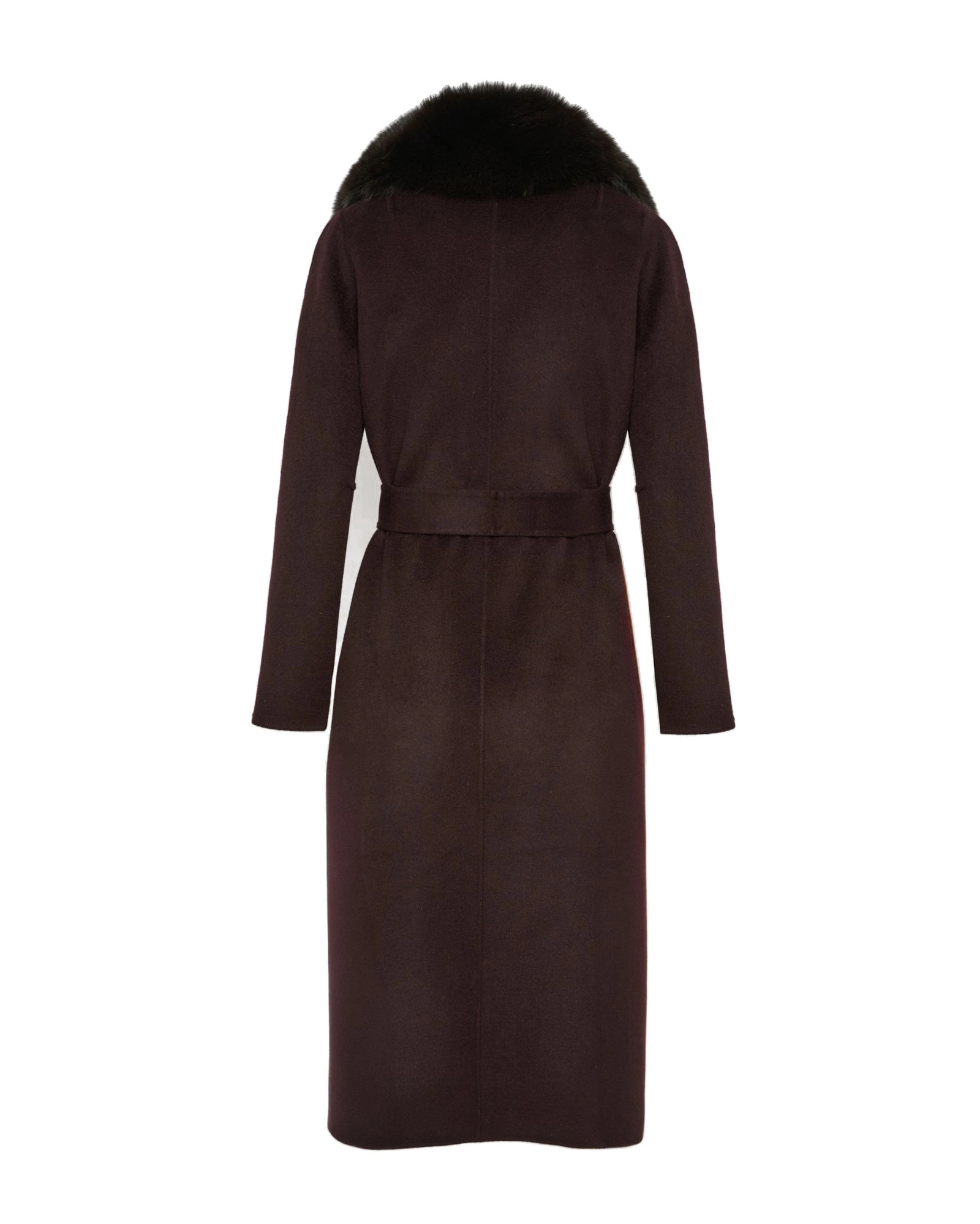 Yves Salomon Belted Cashmere Wool Coat with Fox Fur Collar and Lapels in Bordeaux Yves Salomon Belted Cashmere Wool Coat with Fox Fur Collar and Lapels in Bordeaux | Wool Coat | Luxury Shoes