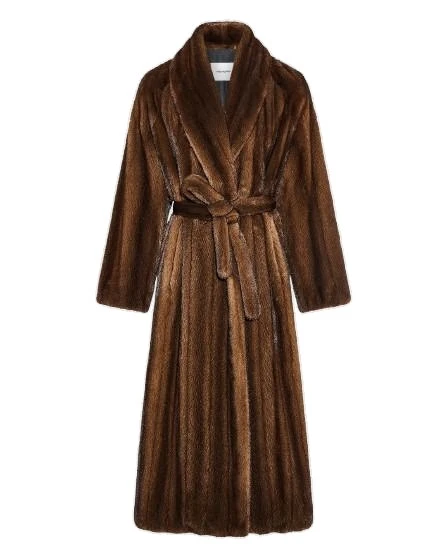 Yves Salomon Belted Maxi Coat in Long-Haired Straightened Mink in Brown Yves Salomon Belted Maxi Coat in Long-Haired Straightened Mink in Brown | Coats | Luxury Shoes