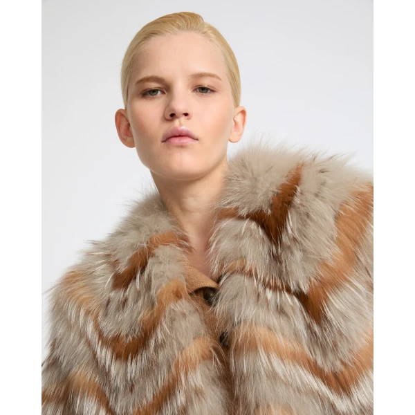 Yves Salomon Belted Merino Knit and Fox Fur Cardigan in Sandy Beige | Cardigan | Luxury Shoes 