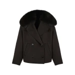 Yves Salomon Cashmere-Blend Pea Jacket with Removable Fox Fur Collar in Brown | Women | Luxury Shoes 