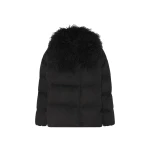 Yves Salomon Cashmere Down Jacket with Long Curly Lambskin Collar in Black | Jackets | Luxury Shoes 