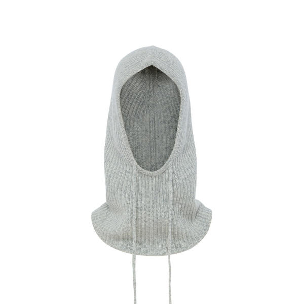 Yves Salomon Cashmere Knit Balaclava in Light Grey | Hats | Luxury Shoes 