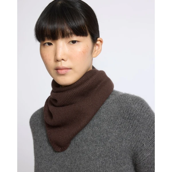 Yves Salomon Cashmere Knit Bandana in Brown | Scarves | Luxury Shoes 