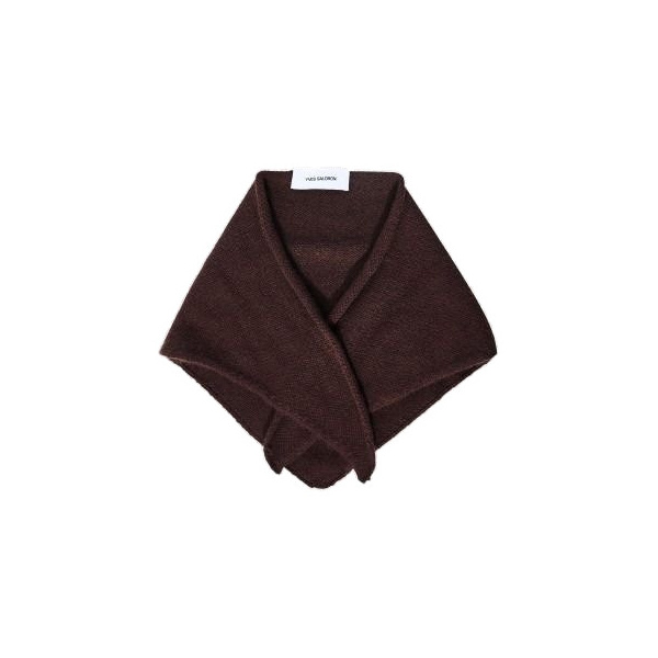 Yves Salomon Cashmere Knit Bandana in Brown | Scarves | Luxury Shoes 