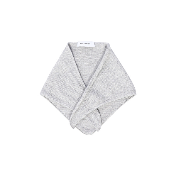 Yves Salomon Cashmere Knit Bandana in Light Grey | Scarves | Luxury Shoes 