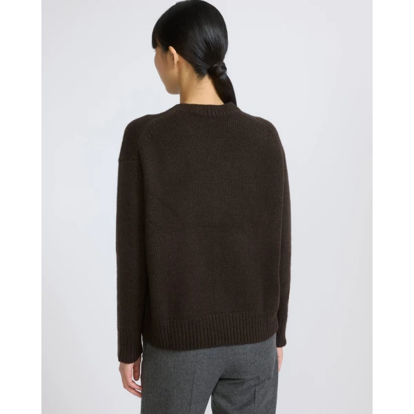 Yves Salomon Cashmere Knit Crew Neck Sweater in Brown | Sweaters | Luxury Shoes 