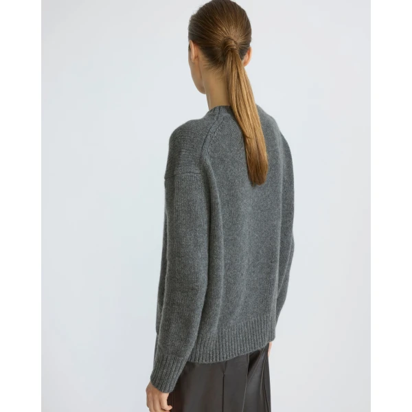 Yves Salomon Cashmere Knit Crew Neck Sweater in Grey | Sweaters | Luxury Shoes 