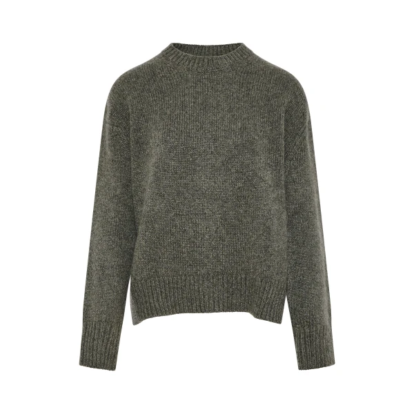Yves Salomon Cashmere Knit Crew Neck Sweater in Grey | Sweaters | Luxury Shoes 